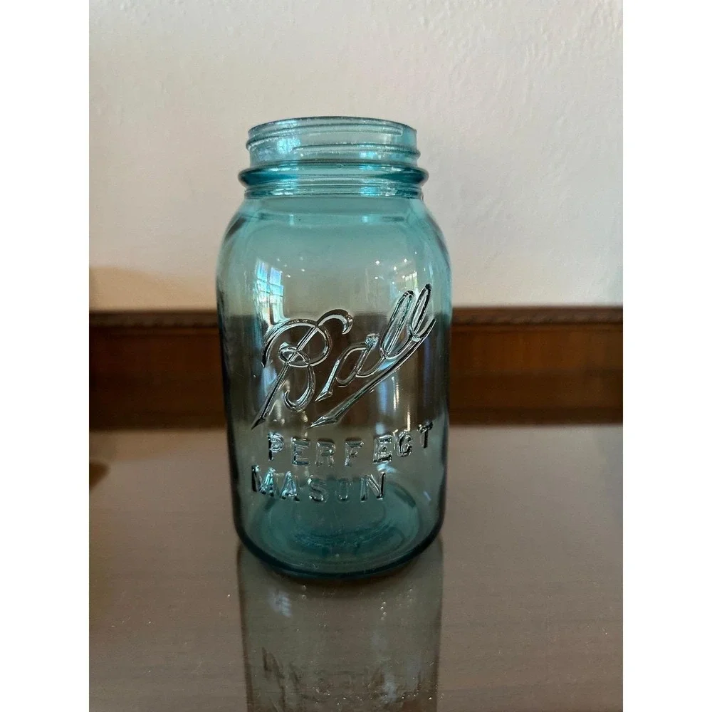 1910-1923 Antique Ball Perfect Mason Blue Quart Jar #3